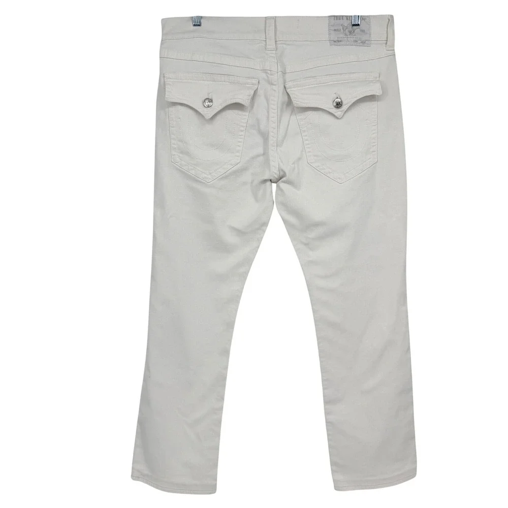 True Religion Ricky Jeans Men's 38 White Relaxed Straight Flap Pocket